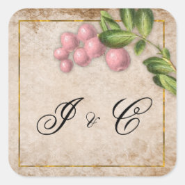 Adesivo Quadrado Casamento Vintage Pink Berries