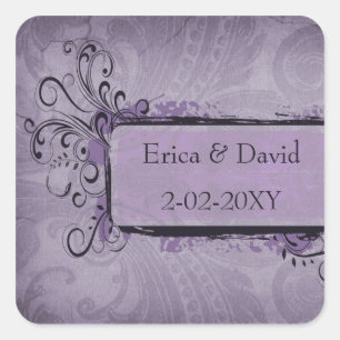 Adesivo Quadrado Casamento vintage Russo Roxo