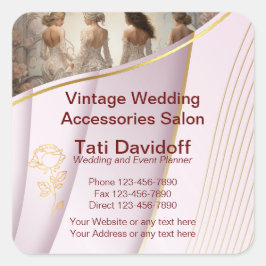 Adesivo Quadrado Casamentos vintage Acessórios Lilás do ouro de Sal