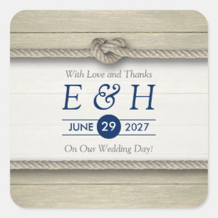 Adesivo Quadrado Casando Rustic Beach Weding Favor