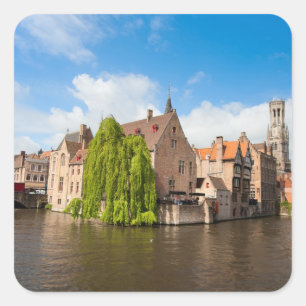 Adesivo Quadrado Casas antigas de Bruges, Bélgica