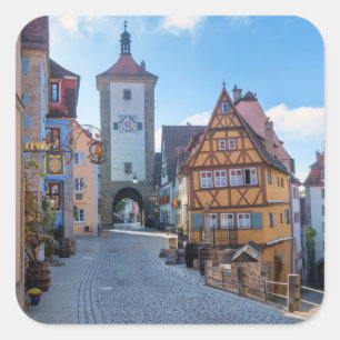 Adesivo Quadrado Casas coloridas em Rothenburg, Alemanha