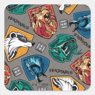 Adesivo Quadrado Casas de HOGWARTS™ com Padrão Entrelaçado