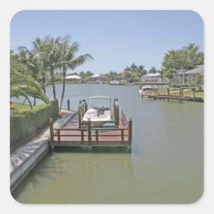 Adesivo Quadrado Casas e docas no canal Marco Island Florida