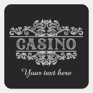 Adesivo Quadrado Casino branco preto Elegante