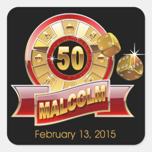 Adesivo Quadrado Casino de Vegas o ouro preto pipe% vermelho grande