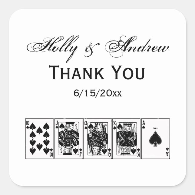 Adesivo Quadrado Casino Night Poker Royal Hetero Flush Spades (Frente)