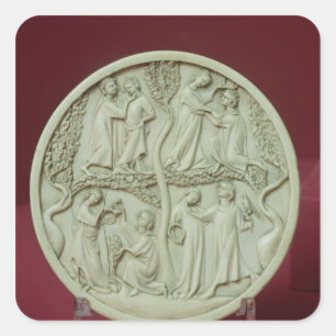 Adesivo Quadrado Caso espelhado que mostra cenas cortantes, c.1320-