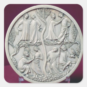 Adesivo Quadrado Caso espelhado que mostra cenas cortantes, c.1320-