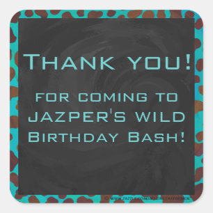 Adesivo Quadrado Castanho e Teal Dalmáticos com Monograma