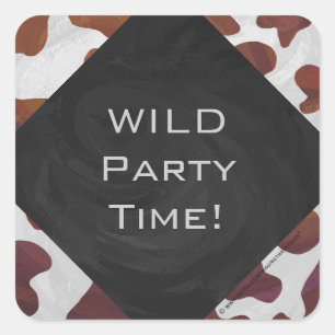 Adesivo Quadrado Castanho-Vaca e Monograma Branco