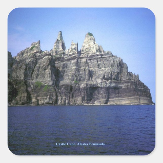 Adesivo Quadrado Castelo Cape na Península do Alasca (Frente)