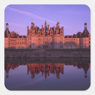 Adesivo Quadrado Castelo Chambord ao pôr do sol, Vale do Loire, Fra