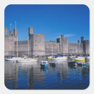 Adesivo Quadrado Castelo de Caernarfon, Gwynedd, País de Gales