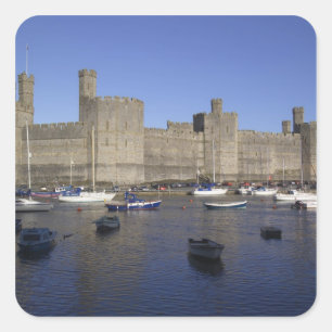 Adesivo Quadrado Castelo de Caernarfon, Gwynedd, País de Gales (RF