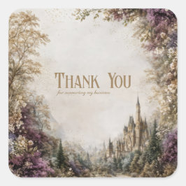 Adesivo Quadrado Castelo de Contos de Fadas Roxo Floral Vintage Flo