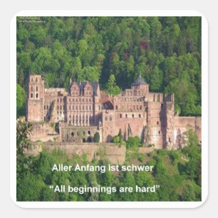 Adesivo Quadrado Castelo de Heidelberg Em Alemão & Ditado Alemão