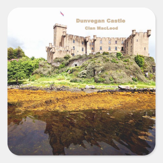 Adesivo Quadrado Castelo de Scotland Dunvegan - MacLeod Clan (Frente)