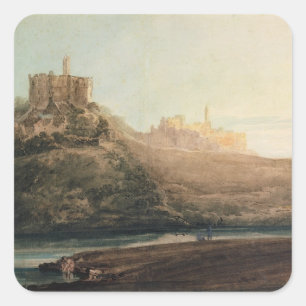 Adesivo Quadrado Castelo de Warkworth, Northumberland, c.1798 (w/c,