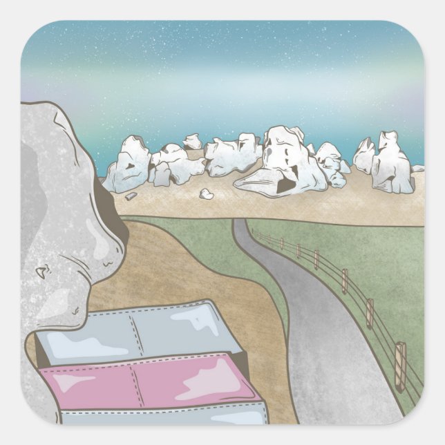 Adesivo Quadrado Castelo Hill Boulding Nova Zelândia (Frente)