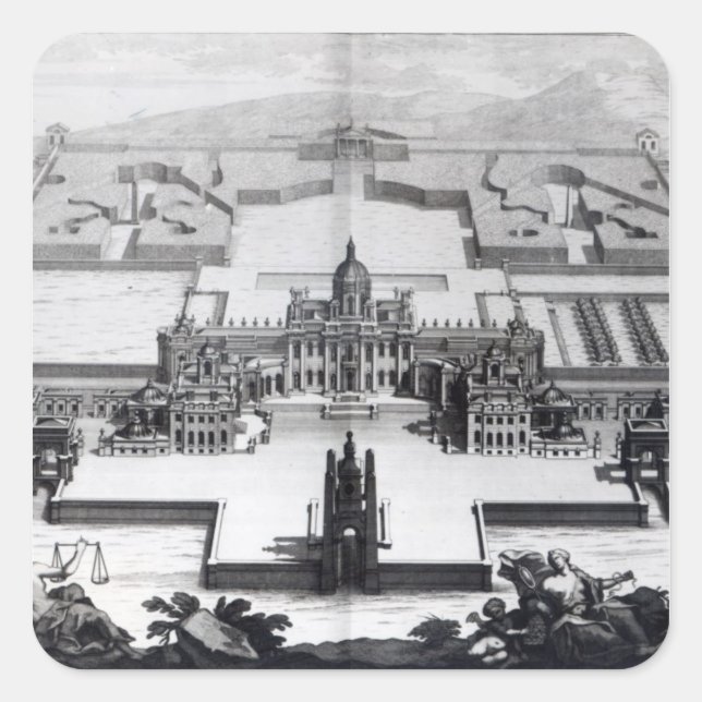 Adesivo Quadrado Castelo Howard, 'de Vitruvius Britannicus (Frente)