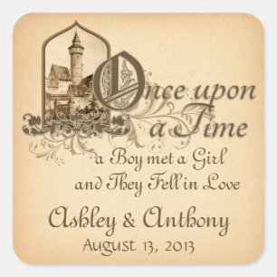 Adesivo Quadrado Castelo Medieval Fairytale Uma Vez No Casamento