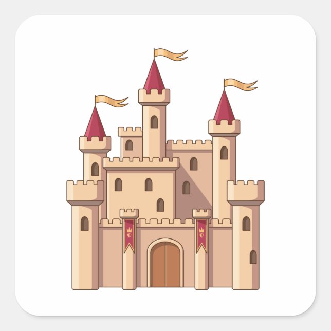 Adesivo Quadrado Castelo Real Medieval de Conto de Fadas (Frente)