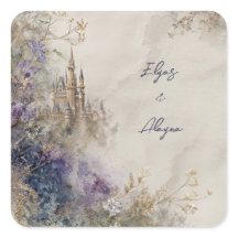 Castelo Roxo Elegante de Aquarela Etérea Casamento