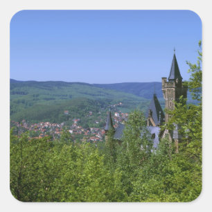 Adesivo Quadrado Castelo, Wernigerode, Saxônia-Anhalt, Alemanha