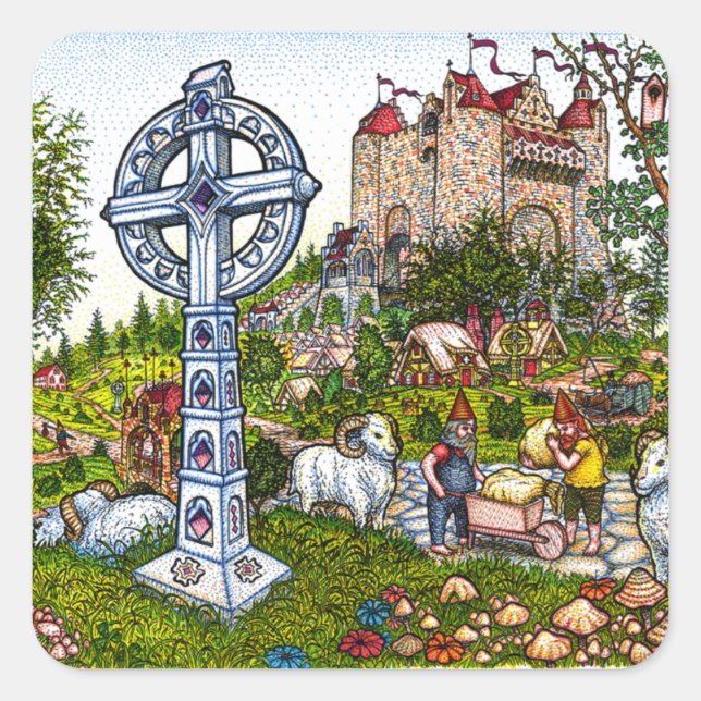 Adesivo Quadrado Castle Cross Stickers (Frente)