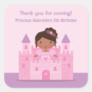 Adesivo Quadrado Castle Cute African American Princess Stickers