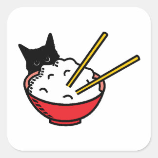 Adesivo Quadrado Cat ama arroz