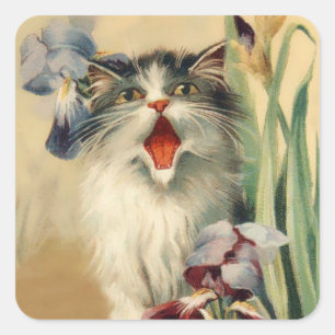 Adesivo Quadrado "Cat and Irises" de Maurice Boulanger