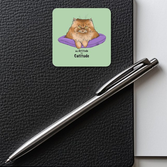 Adesivo Quadrado Cat Attitude Engraçada (Criador carregado)