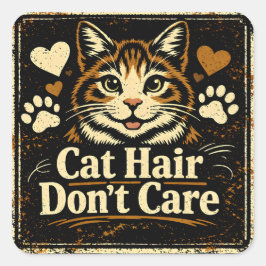 Adesivo Quadrado Cat Hair Don't Care – Feline Owner Humor