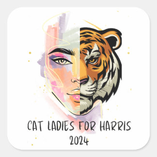 Adesivo Quadrado Cat Ladies para Harris 2024
