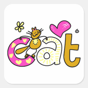 Adesivo Quadrado CAT Love