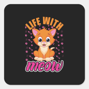 Adesivo Quadrado Cat Lover   Vida com Moedas