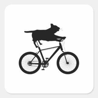 Adesivo Quadrado Cat meh Riding Bicycle Engraçado