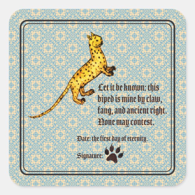 Adesivo Quadrado Cat Ownership Medieval (Frente)