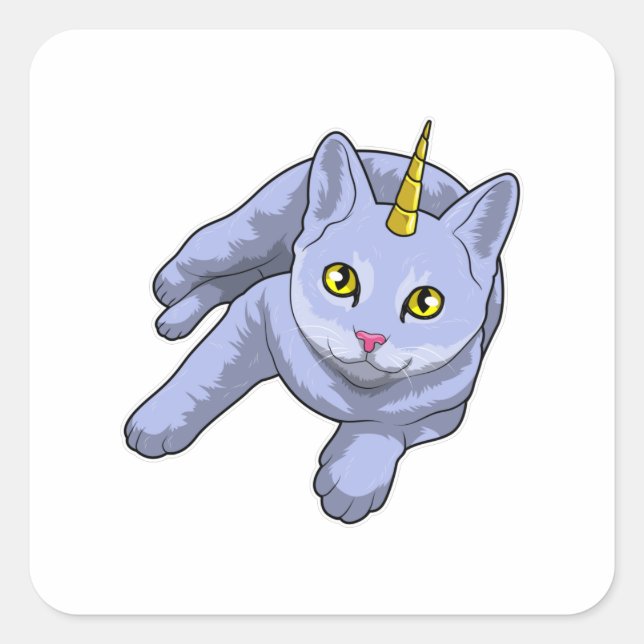 Adesivo Quadrado Cat Unicorn (Frente)