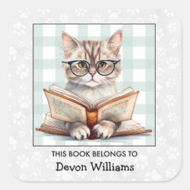 Adesivo Quadrado Catálogo de Gatos de Livros Infantis