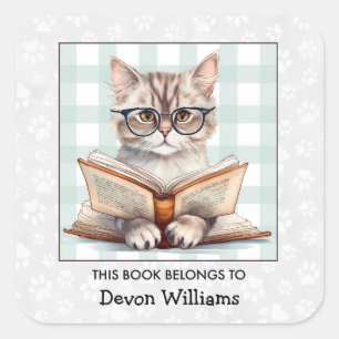 Adesivo Quadrado Catálogo de Gatos de Livros Infantis