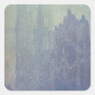 Adesivo Quadrado Catedral de Claude Monet   Rouen, tempo nevoento