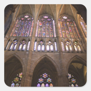 Adesivo Quadrado Catedral de Leão, janelas de vitral interior