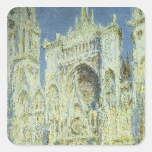 Adesivo Quadrado Catedral de Rouen Fachada Oeste Luz do Sol, Claude