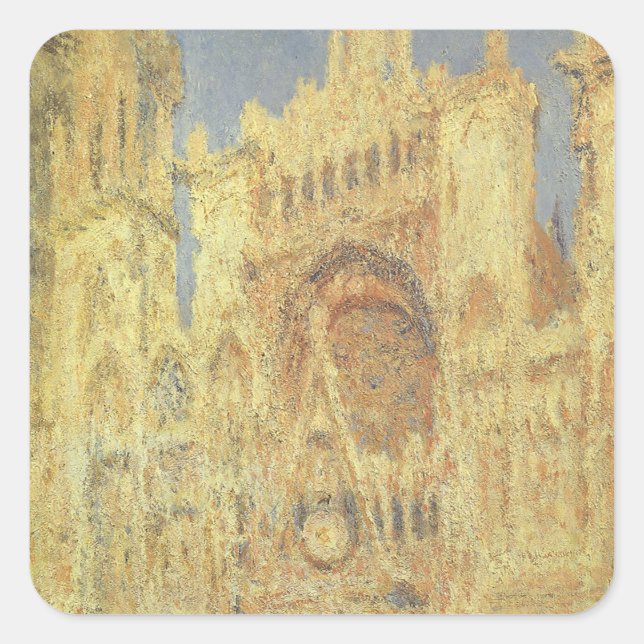 Adesivo Quadrado Catedral de Rouen, Sunset por Claude Monet (Frente)