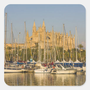Adesivo Quadrado Catedral e marina, Palma, Mallorca, Espanha 2