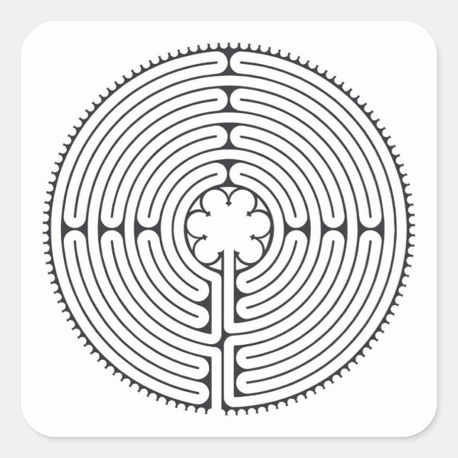 Adesivo Quadrado Catedral Labirinto de Preto e Branco (Frente)