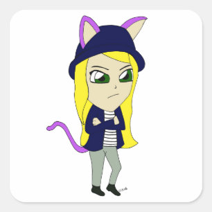Adesivo Quadrado catgirl chibi